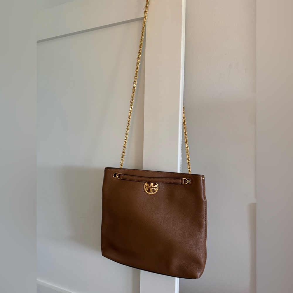 Tory Burch Brown Shoulder Bag with Gold Chain